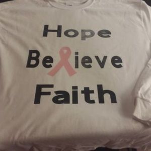 Hope Believe Faith Long Sleeve Breast Cancer Tee